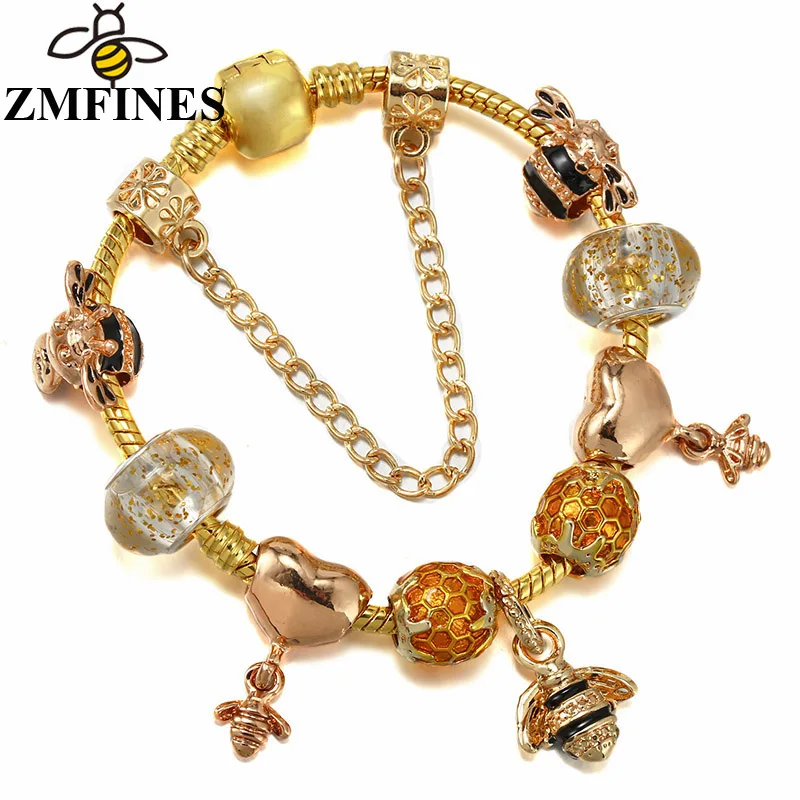 Hot Sales Charm Bracelet For Women With Gold Color Snake Chain Bee DIY Charms Beads Pendants High-Quality Jewelry Dropshipping
Hot Sales Charm Bracelet For Women With Gold Color Snake Chain Bee DIY Charms Beads Pendants High-Quality Jewelry Dropshipping