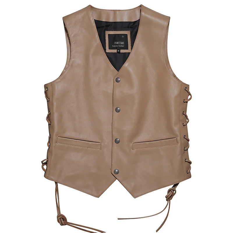 Men Genuine Vest 100% Cowhide Motorcycle Biker Vests Adjustable Lace Up Leather Waistcoat Sleeveless Jacket
Men Genuine Vest 100% Cowhide Motorcycle Biker Vests Adjustable Lace Up Leather Waistcoat Sleeveless Jacket