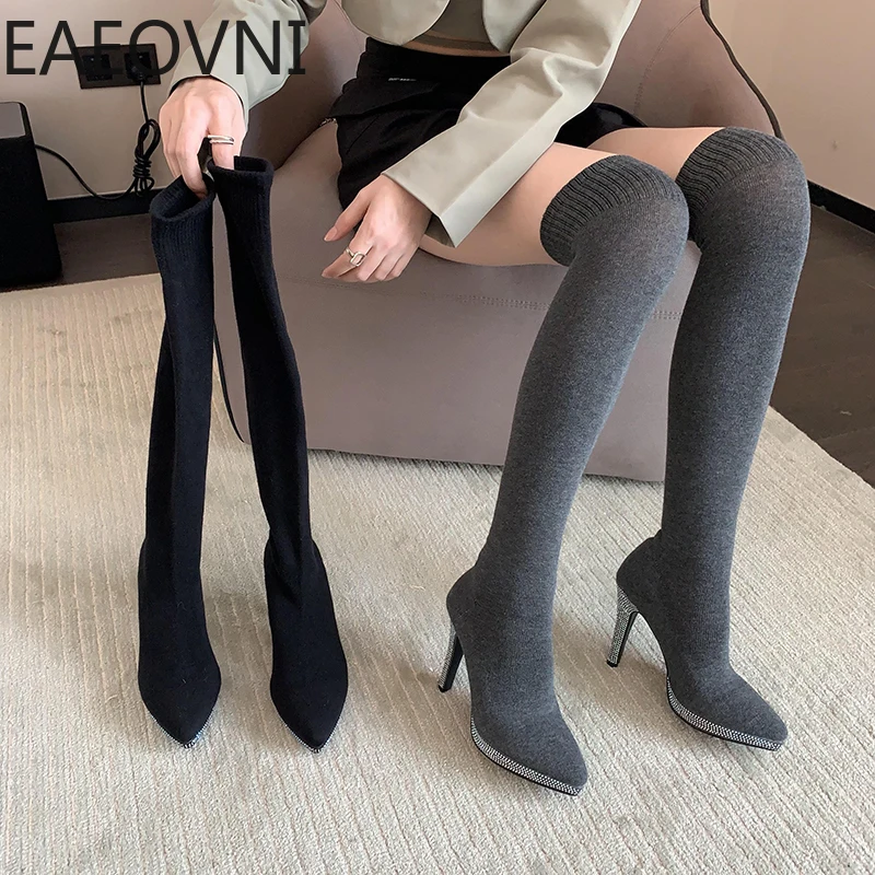 New Crystal Rhinestone Stretch Fabric Sexy High Heels Sock Over-the-Knee Boots Pointed Toe Pole Dancing Women Long Booties
New Crystal Rhinestone Stretch Fabric Sexy High Heels Sock Over-the-Knee Boots Pointed Toe Pole Dancing Women Long Booties