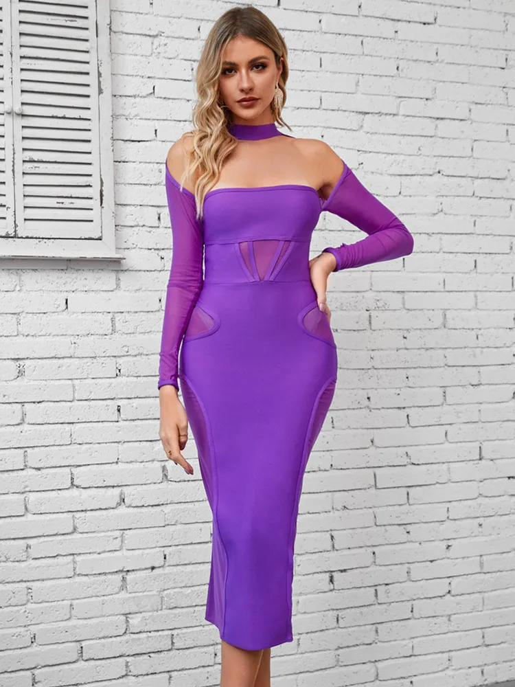 Laura Kors 2023 Summer Women Off Shoulder Long Sleeve Mesh Purple Midi Bandage Dress Evening Club Party Dress
Laura Kors 2023 Summer Women Off Shoulder Long Sleeve Mesh Purple Midi Bandage Dress Evening Club Party Dress