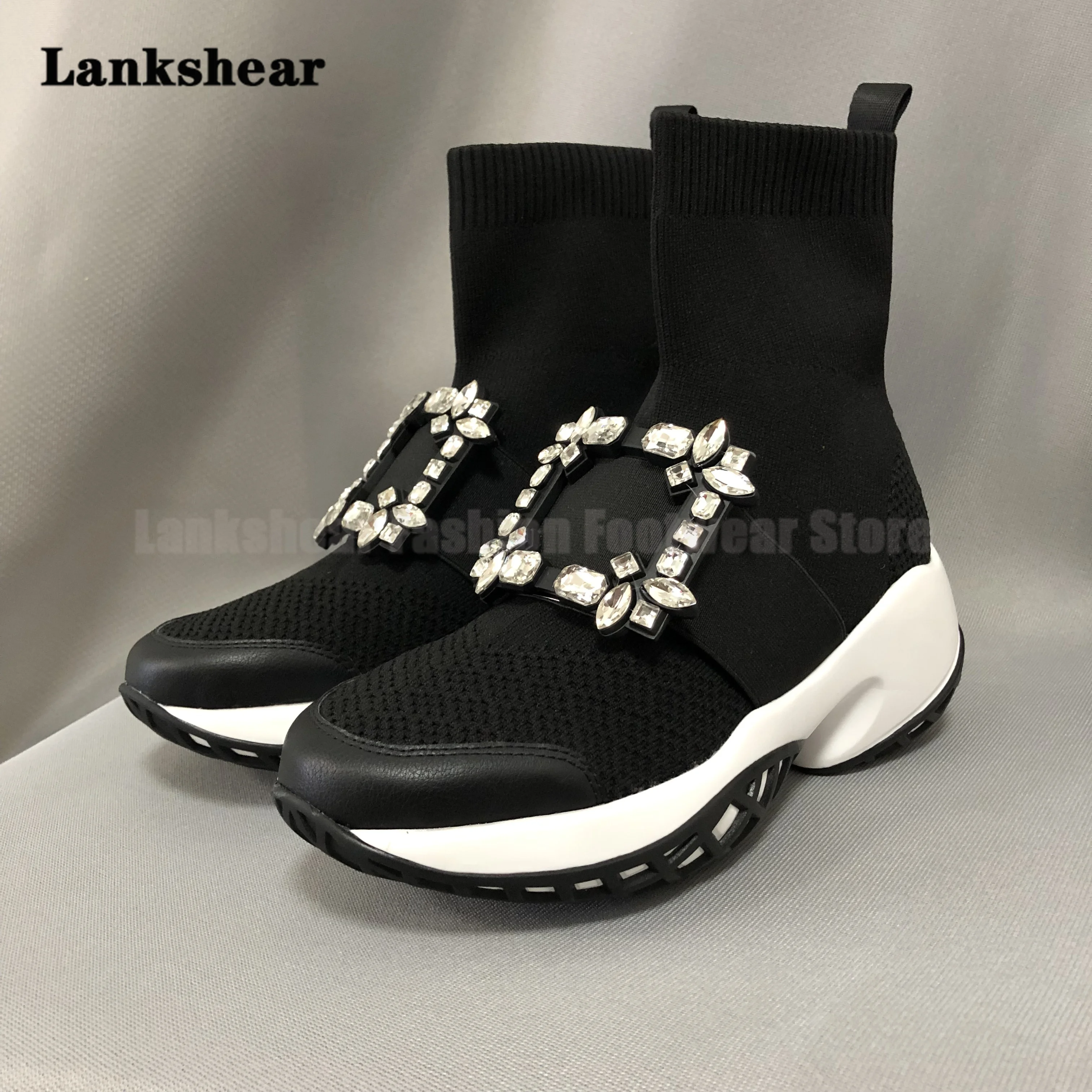 Rhinestone Square Buckle Socks Boots Hot-Selling Thick-Soled Elastic Thin Boots Genuine Leather Short Boots Casual Sports Shoes
Rhinestone Square Buckle Socks Boots Hot-Selling Thick-Soled Elastic Thin Boots Genuine Leather Short Boots Casual Sports Shoes