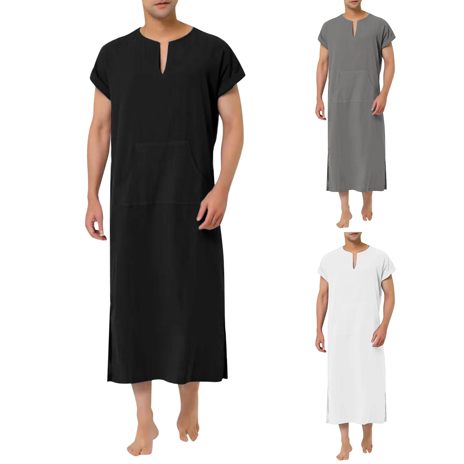 Mens Muslim Arabia Casual Short Sleeve Pocket Loose Robe Shirt Muslim Robe Solid Breathable Business
Mens Muslim Arabia Casual Short Sleeve Pocket Loose Robe Shirt Muslim Robe Solid Breathable Business