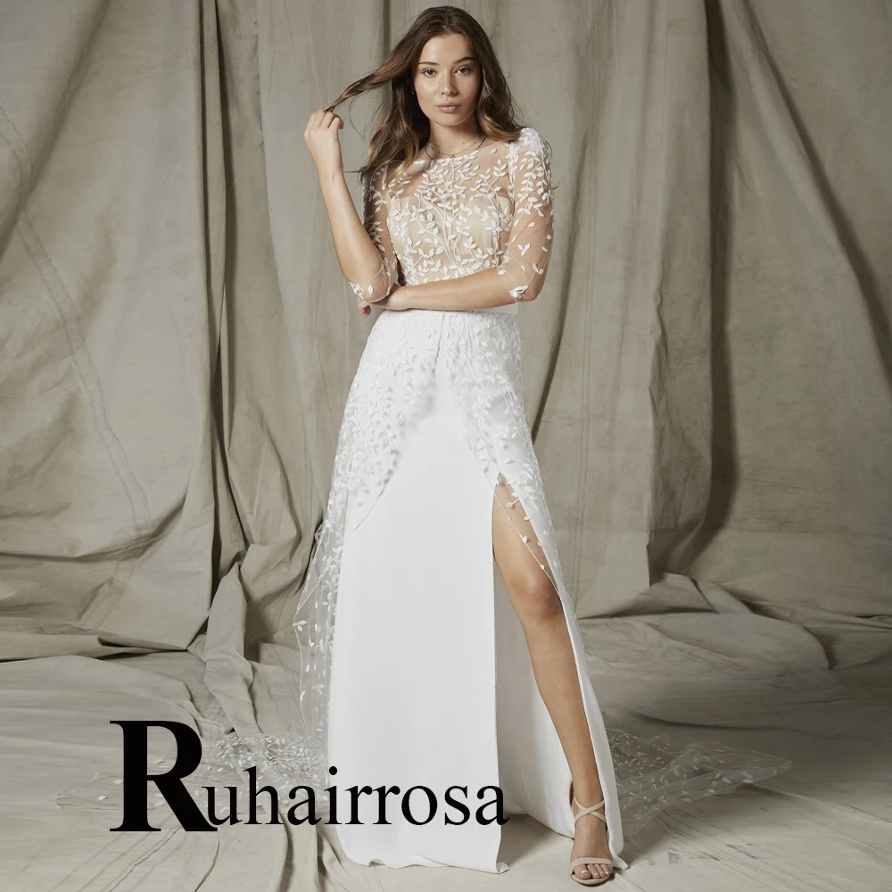 Ruhair Modern Scoop Leaves Backless Tulle Wedding Dresses Side Slit Button For Women Appliques Robe De Mariée Formal Brides Gown
Ruhair Modern Scoop Leaves Backless Tulle Wedding Dresses Side Slit Button For Women Appliques Robe De Mariée Formal Brides Gown