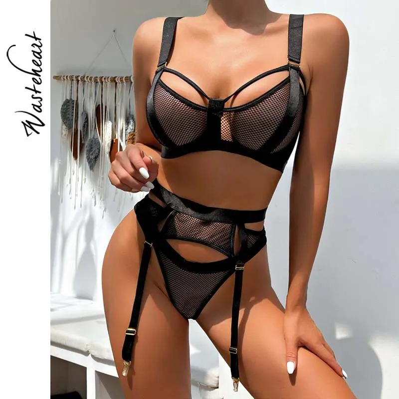 Wasteheart Bra for Women Mesh Straps Panties Halter Underwear Sexy Lingerie Garter Exotic Sets 3 Piece Push Up Padded Bra Set
Wasteheart Bra for Women Mesh Straps Panties Halter Underwear Sexy Lingerie Garter Exotic Sets 3 Piece Push Up Padded Bra Set
