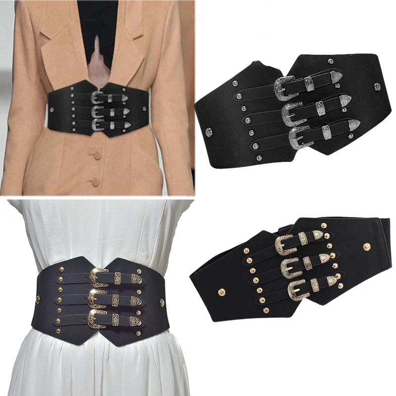 Vintage Pin Buckle Leather Cummerbunds Ultra Super Wide Waist Belt Dresses Skirt Coat Decorative Waistbands Elastic Corset Belt
Vintage Pin Buckle Leather Cummerbunds Ultra Super Wide Waist Belt Dresses Skirt Coat Decorative Waistbands Elastic Corset Belt