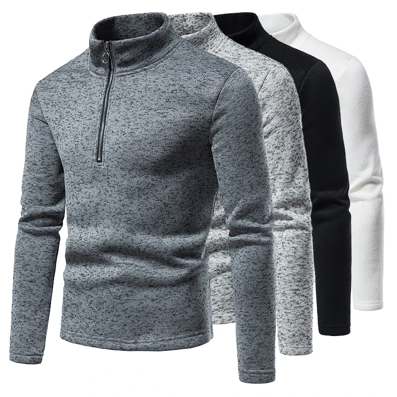 2022 New men's solid color base shirt high neck long sleeve pullover sweater with personalized zipper design
2022 New men's solid color base shirt high neck long sleeve pullover sweater with personalized zipper design