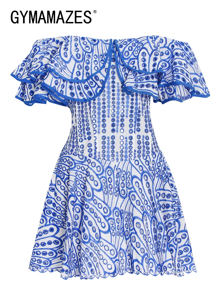 GYMAMAZES Korean Style Print Cut Out Dress For Woman Slash Neck Short Sleeve High Waist A Line Mini Dresses 2022 Summer Clothing 
GYMAMAZES Korean Style Print Cut Out Dress For Woman Slash Neck Short Sleeve High Waist A Line Mini Dresses 2022 Summer Clothing