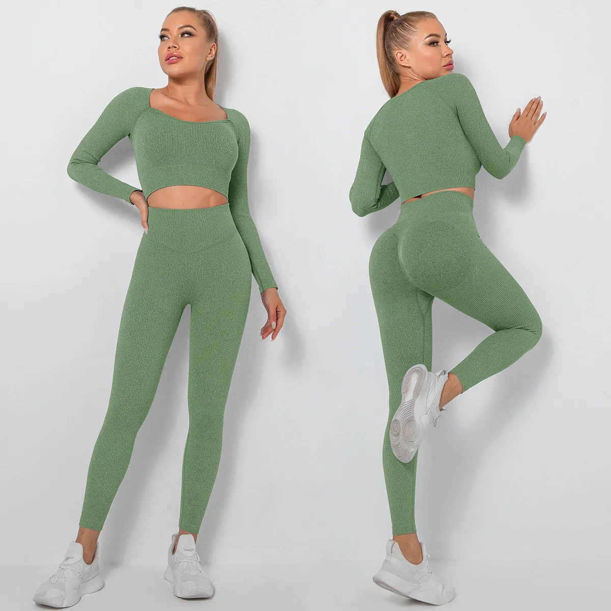 New Seamless Yoga Set Woman Gym Clothes Workout Sportswear Long Sleeve Crop Top High Waist Leggings Gym Wear Athletic Sport Suit
New Seamless Yoga Set Woman Gym Clothes Workout Sportswear Long Sleeve Crop Top High Waist Leggings Gym Wear Athletic Sport Suit
