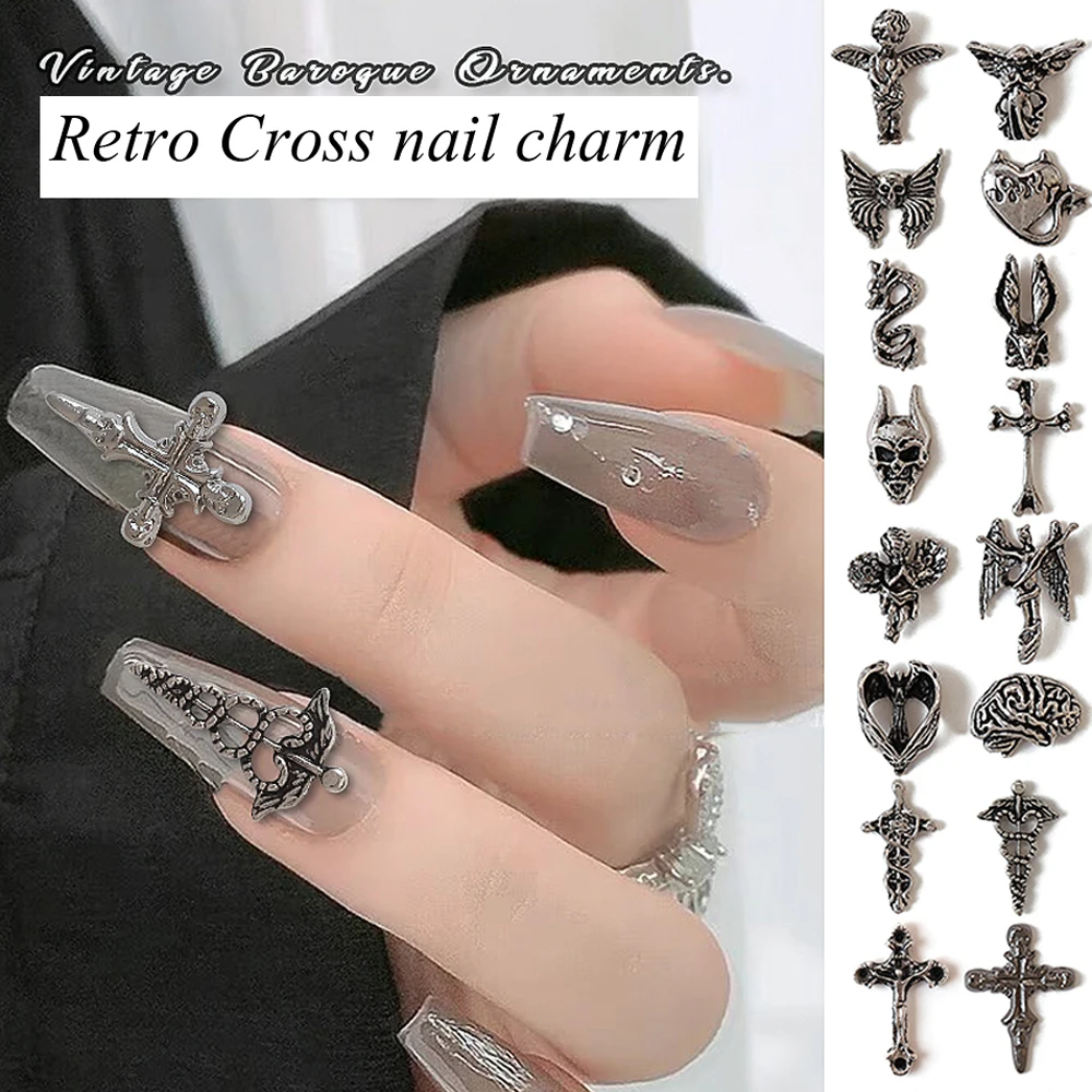 10Pcs Vintage Alloy Cross Nail Art Charms 3D Punk Halloween Silver Skull Bat Wings Nail Art Decoration Dark DIY Nail Accessories
10Pcs Vintage Alloy Cross Nail Art Charms 3D Punk Halloween Silver Skull Bat Wings Nail Art Decoration Dark DIY Nail Accessories