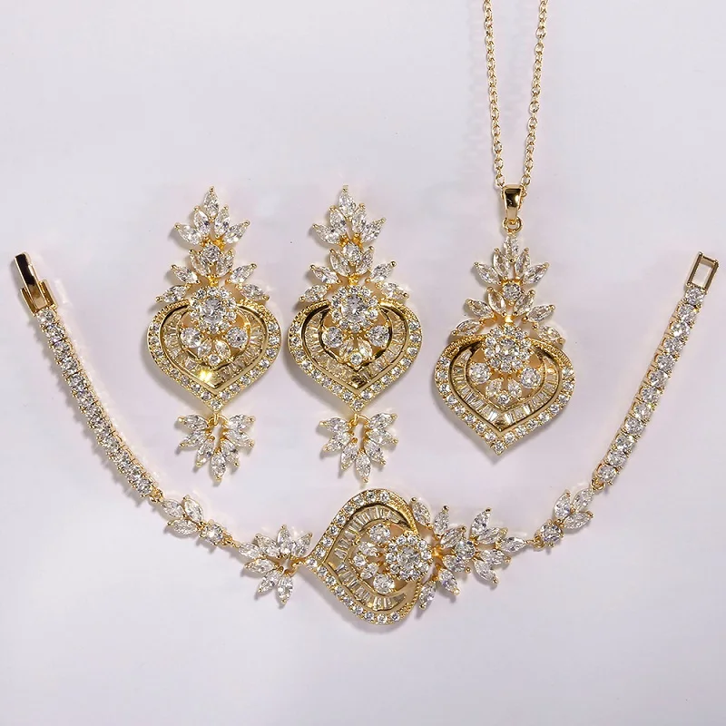 RAKOL 2022 New Fashion Cubic Zirconia Flower Bracelet Pendant Necklace Drop Earrings Luxury Quality Jewelry Sets For Women
RAKOL 2022 New Fashion Cubic Zirconia Flower Bracelet Pendant Necklace Drop Earrings Luxury Quality Jewelry Sets For Women