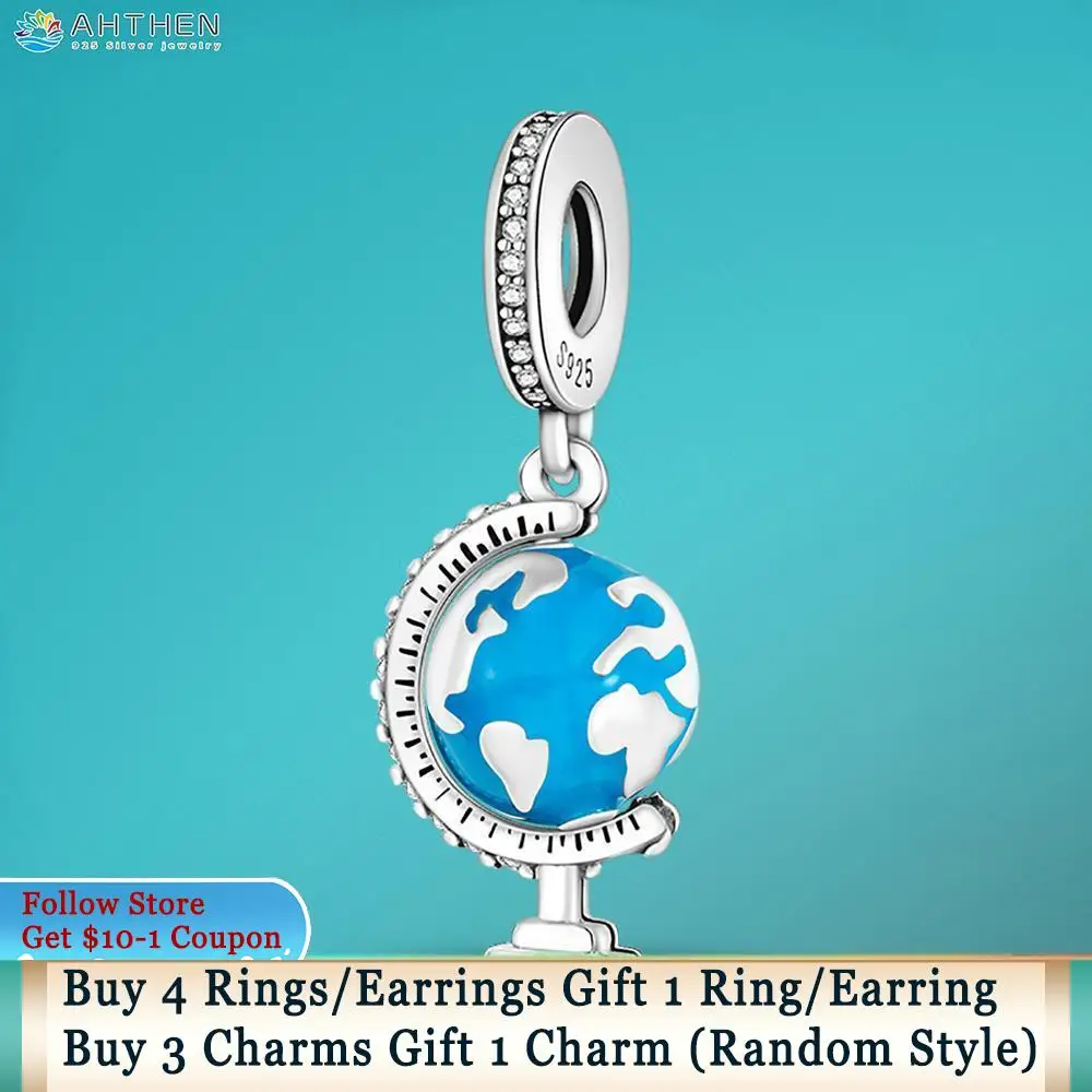 Ahthen 925 Sterling Silver Beads Light Blue Globe Charm fit Original Pandora Bracelets Fashion Fine Jewelry Gift
Ahthen 925 Sterling Silver Beads Light Blue Globe Charm fit Original Pandora Bracelets Fashion Fine Jewelry Gift