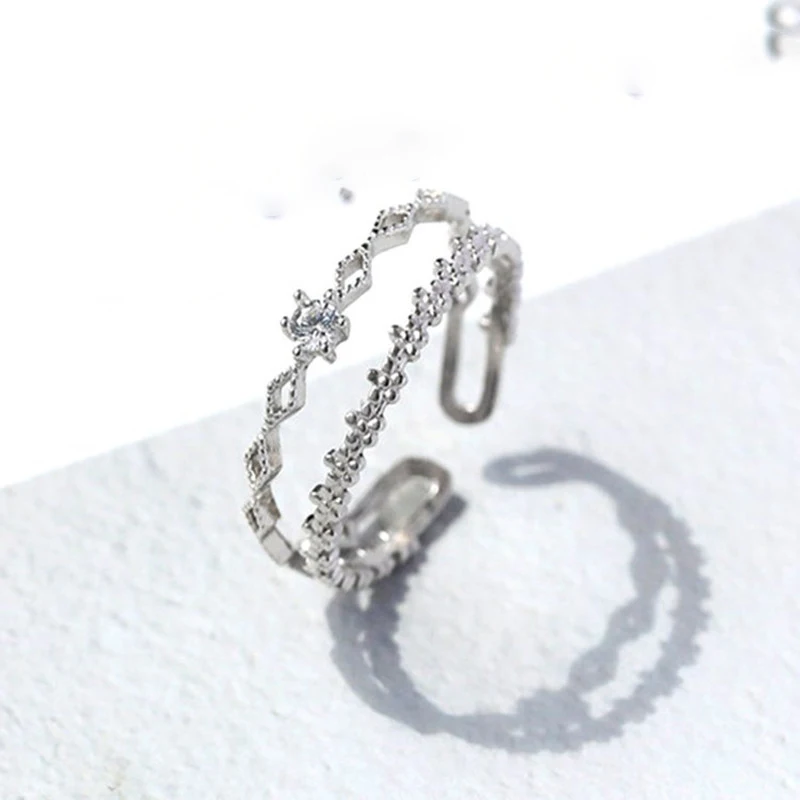 Korean Silver Plated Copper Double Ring Crystal Engagement Open Crown Cross Zircon Rings Adjustable Delicate Women Jewelry
Korean Silver Plated Copper Double Ring Crystal Engagement Open Crown Cross Zircon Rings Adjustable Delicate Women Jewelry