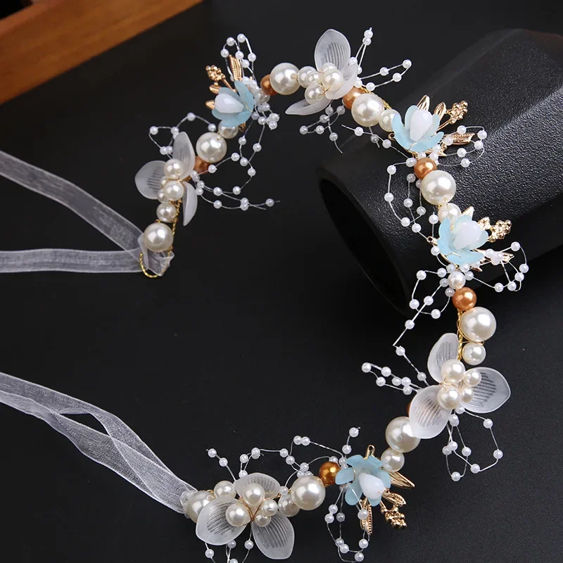 

Elegant Girls Headband Imitated Pearl Hair Headdress Baby GirlsFlower Wreath Bride Garland Head Hoop Wedding Headbands Hair