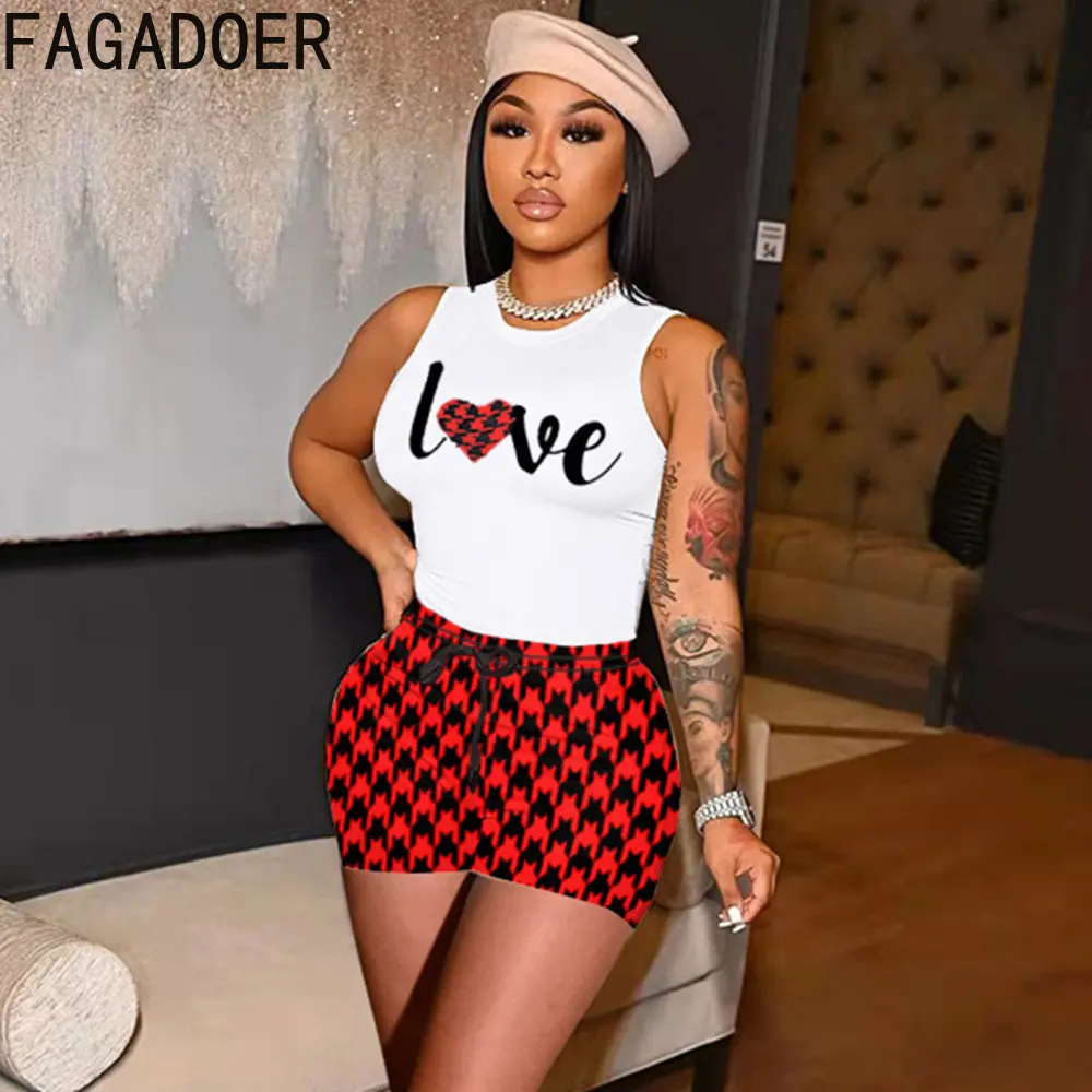 FAGADOER Fashion Print Shorts Sets Women Letter Sleeveless Vest+Shorts Outfits Summer Female Matching 2pcs Tracksuits Streetwear 
FAGADOER Fashion Print Shorts Sets Women Letter Sleeveless Vest+Shorts Outfits Summer Female Matching 2pcs Tracksuits Streetwear