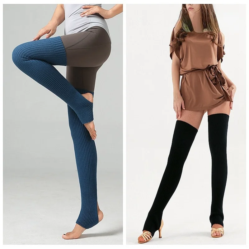 

75CM Adult Ballet Dance Socks Wool Yoga Warm Latin Leg Warmers Lengthened Stepping Feet Over The Knee Pile Socks Thigh High Sock