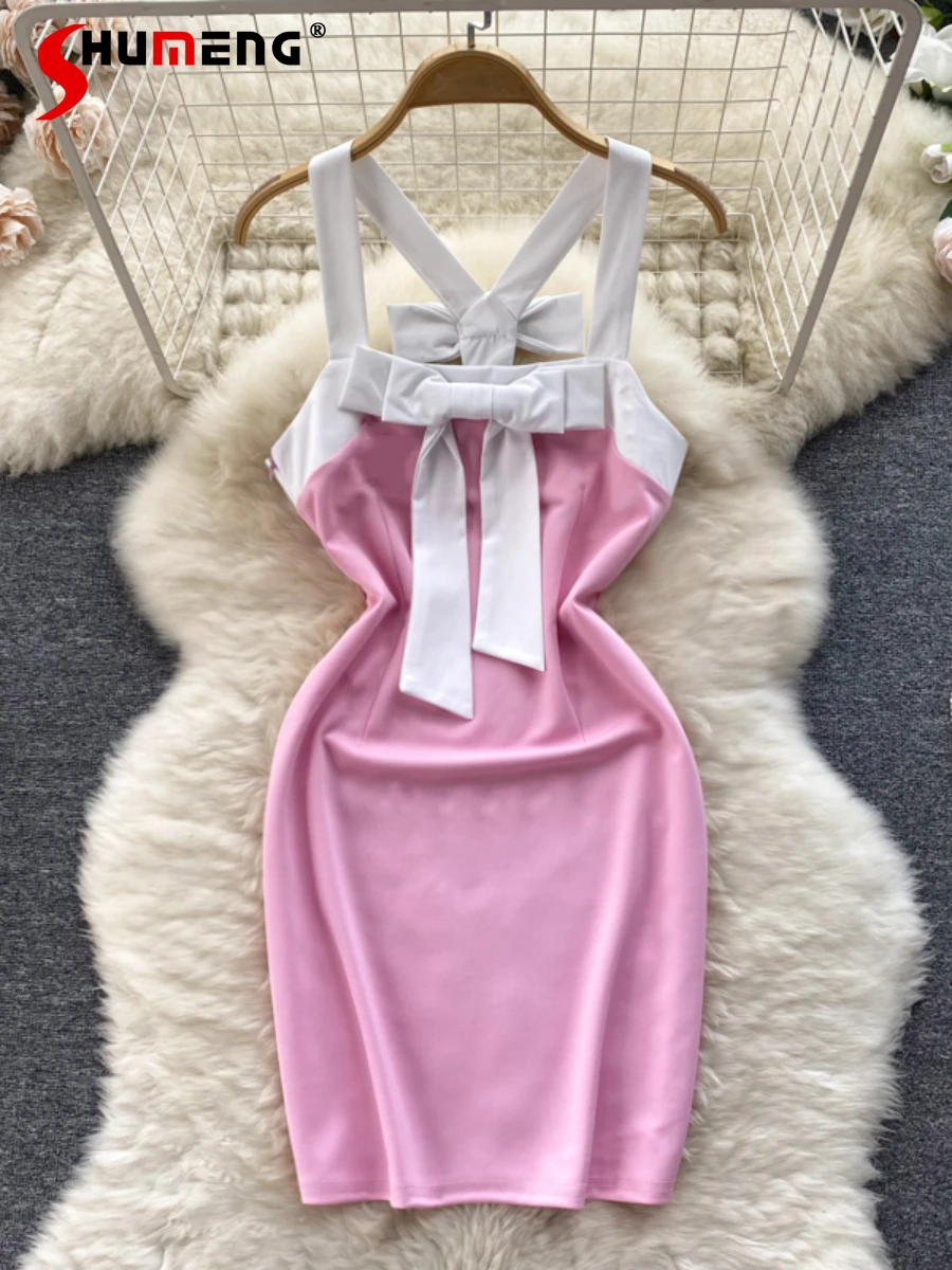 Sweet Bow Contrast Color Strap Sundress Summer Women Clothes Temperament Hot Girl High Waist Black Midi Dress Vestidos Femenino
Sweet Bow Contrast Color Strap Sundress Summer Women Clothes Temperament Hot Girl High Waist Black Midi Dress Vestidos Femenino