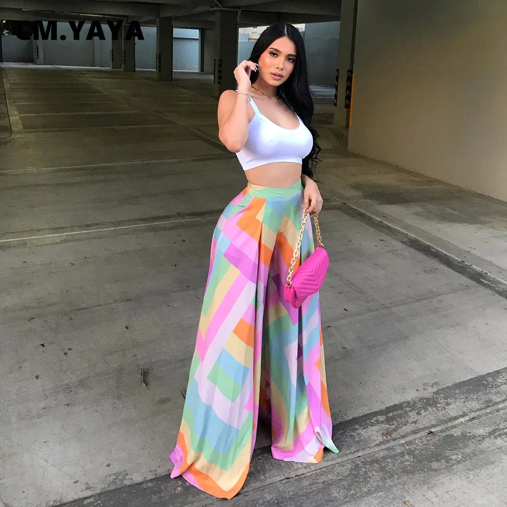 CM.YAYA Elegant Women Colorful Striped High Waist Loose Wide Leg Pants 2022 Summer Beach Boho Holiday Casual Trousers
CM.YAYA Elegant Women Colorful Striped High Waist Loose Wide Leg Pants 2022 Summer Beach Boho Holiday Casual Trousers