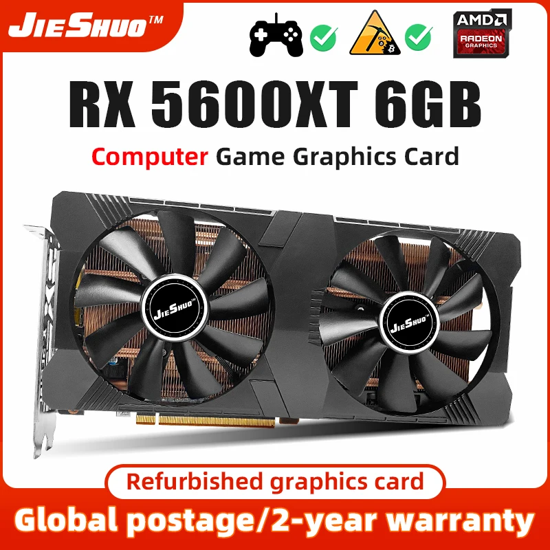 Видеокарта JIESHUO RX 5600 XT 6G game GDDR6 GPU PC 256bit DP * 3 HD * 1 RX5600xT 6G восстановленная компьютерная Киберспорт игровая видеокарта
Видеокарта JIESHUO RX 5600 XT 6G game GDDR6 GPU PC 256bit DP * 3 HD * 1 RX5600xT 6G восстановленная компьютерная Киберспорт игровая видеокарта