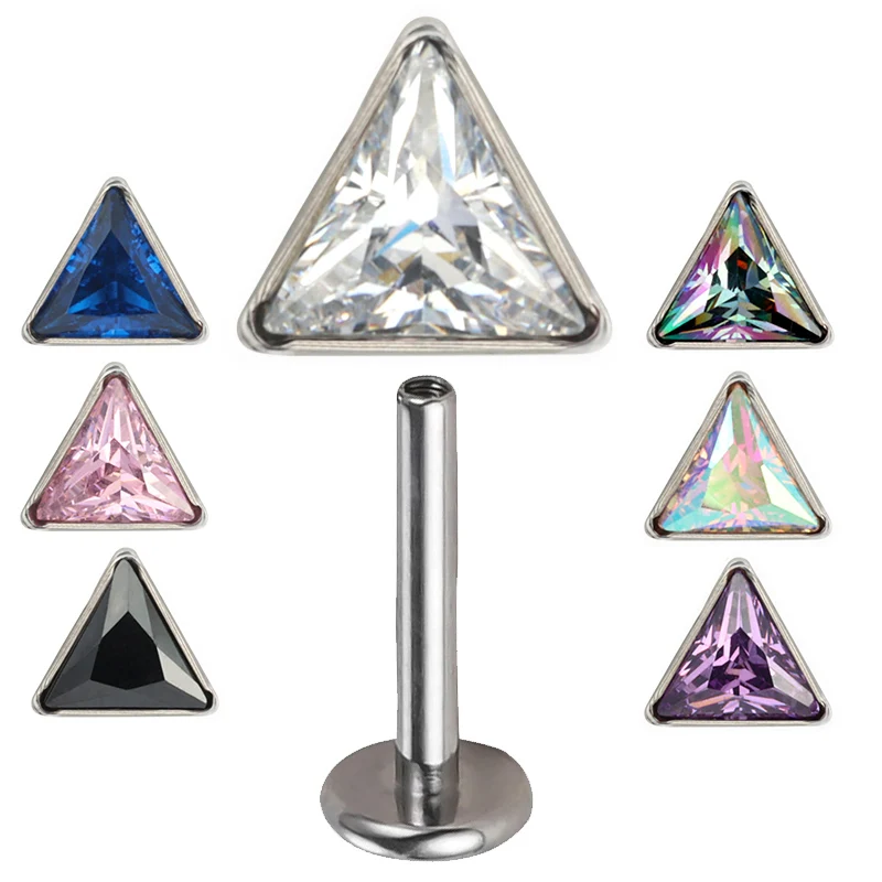 ASTM F136 Titanium EAR PIERC Triangle zirconia Paved Top Threaded Labret Studs Tragus Earrings Lip Tongue Stud Piercing Jewelry
ASTM F136 Titanium EAR PIERC Triangle zirconia Paved Top Threaded Labret Studs Tragus Earrings Lip Tongue Stud Piercing Jewelry