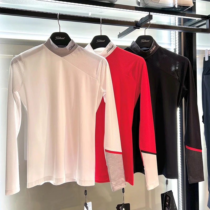 Golf Clothing Women's New Contrast Color Stand-up Collar Long-sleeved T-shirt Autumn and Winter All-match Top
Golf Clothing Women's New Contrast Color Stand-up Collar Long-sleeved T-shirt Autumn and Winter All-match Top