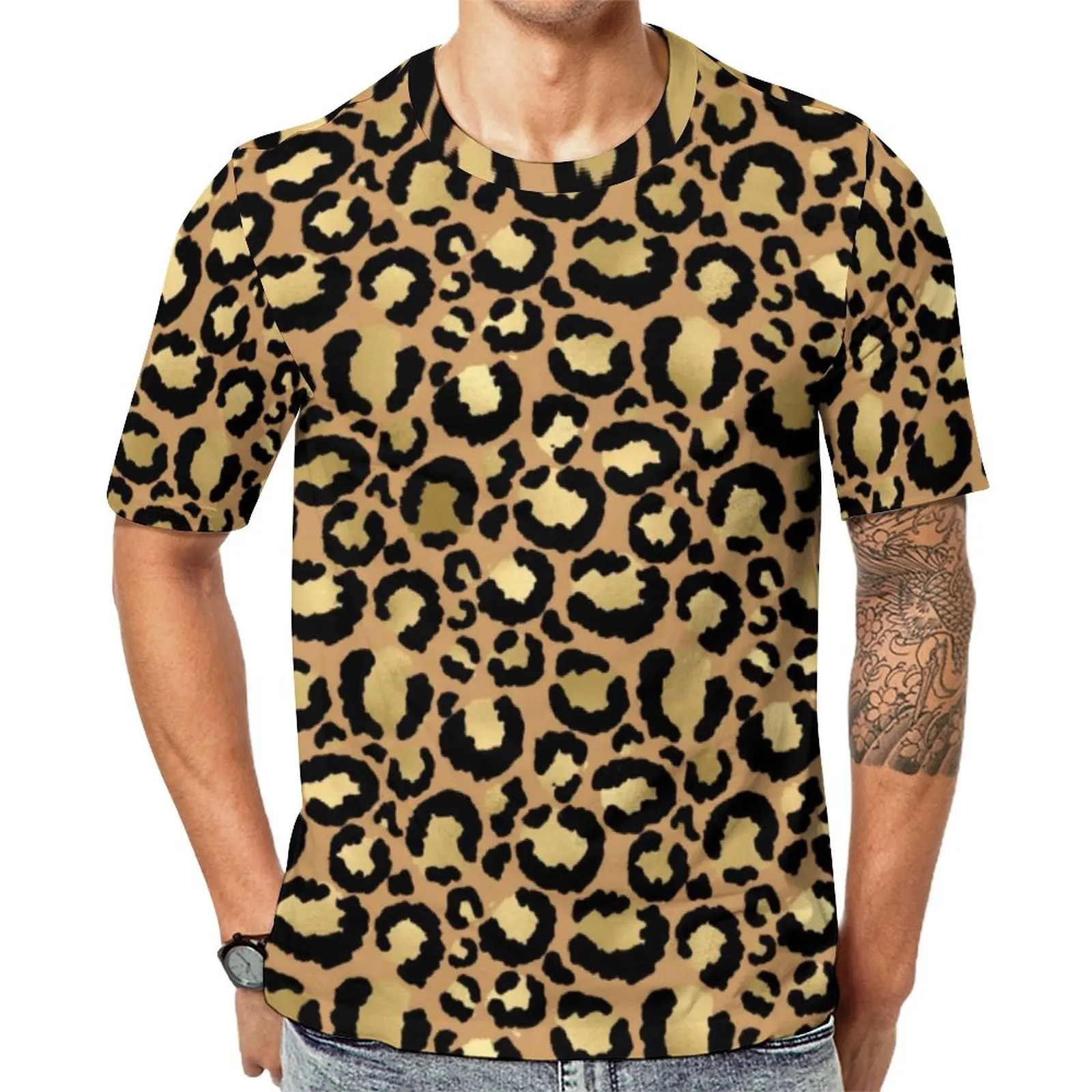 Gold And Black Leopard T-Shirt Animal Print Fun T Shirts O Neck Popular Tshirt Summer Couple Print Tees Plus Size 4XL 5XL
Gold And Black Leopard T-Shirt Animal Print Fun T Shirts O Neck Popular Tshirt Summer Couple Print Tees Plus Size 4XL 5XL
