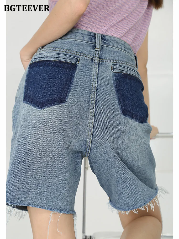 BGTEEVER Stylish Loose Straight Female Shorts Jeans 2022 Spring Summer High Waist Patchwork Pockets Half Women Denim Shorts
BGTEEVER Stylish Loose Straight Female Shorts Jeans 2022 Spring Summer High Waist Patchwork Pockets Half Women Denim Shorts