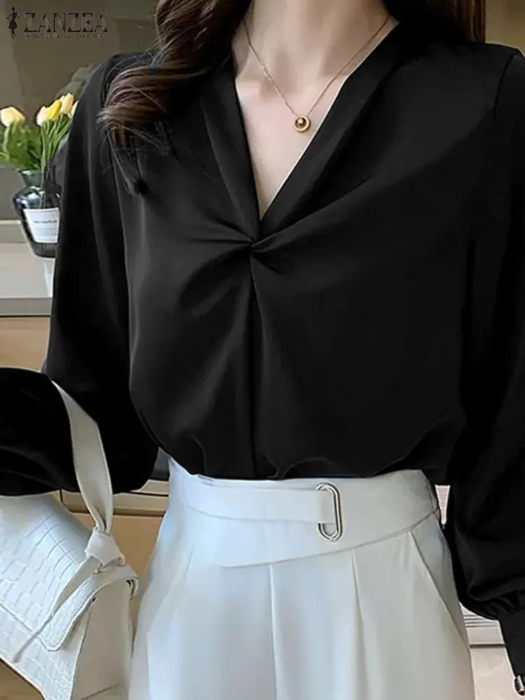 2022 ZANZEA Oversized Holiday Tops Satin Elegant Fashion Blouse Full Sleeve V-Neck Solid Shirt Autumn Female Casual Tunic Blusas
2022 ZANZEA Oversized Holiday Tops Satin Elegant Fashion Blouse Full Sleeve V-Neck Solid Shirt Autumn Female Casual Tunic Blusas