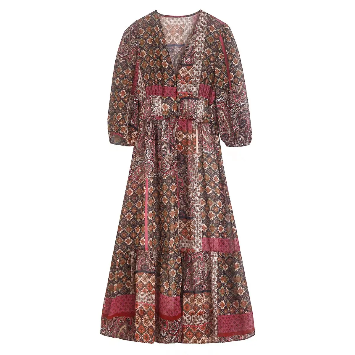 New women's TVTOBIVUMN European And American Style Paisley Print Retro Dress V-neck Long-Sleeved High-Waist Long Skirt
New women's TVTOBIVUMN European And American Style Paisley Print Retro Dress V-neck Long-Sleeved High-Waist Long Skirt