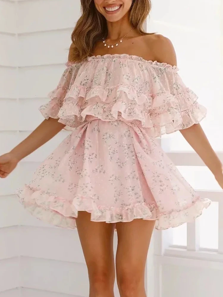 Two Pieces Summer Dress Sets Women Ruffle Beach Party Dress Off The Shoulder Fashion Mini Dresses Chic Chiffon Vestidos Elegant
Two Pieces Summer Dress Sets Women Ruffle Beach Party Dress Off The Shoulder Fashion Mini Dresses Chic Chiffon Vestidos Elegant