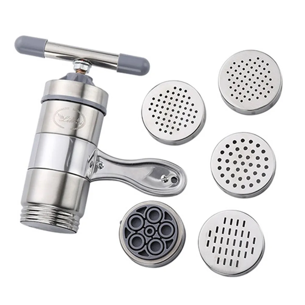 Stainless Steel Manual Noodle Maker Kitchen Spaghetti Noddle Manual Making Machine Home Pasta Maker With 5 Different Molds
Stainless Steel Manual Noodle Maker Kitchen Spaghetti Noddle Manual Making Machine Home Pasta Maker With 5 Different Molds
