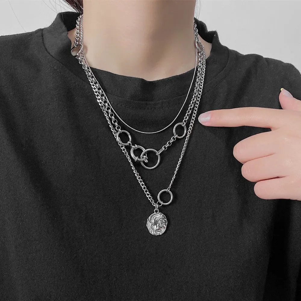 New Exquisite Multi-layer Portrait Pendant Necklace for Women Men Punk Stainless steel Long Chain Necklace Grunge Emo Jewelry
New Exquisite Multi-layer Portrait Pendant Necklace for Women Men Punk Stainless steel Long Chain Necklace Grunge Emo Jewelry