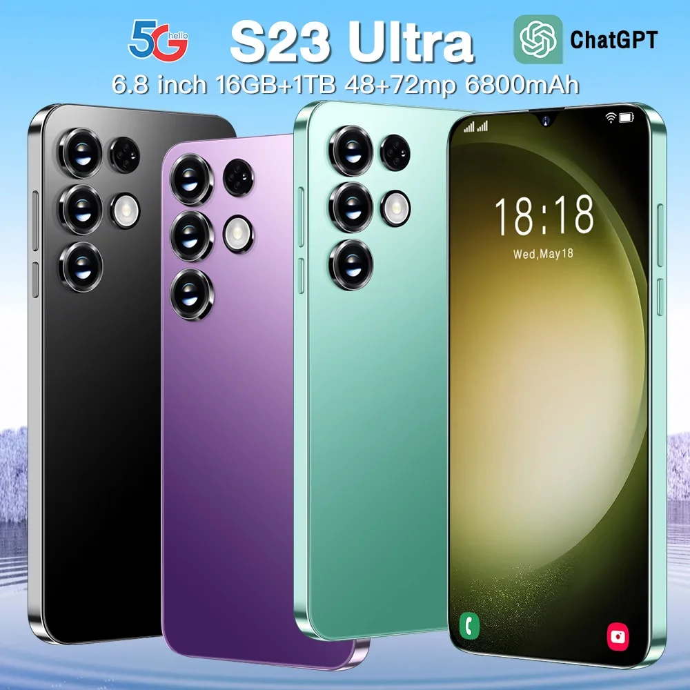 

Оригинальный смартфон глобальная версия S23, 6,8 дюйма, Full Screen, 6800 мАч, 16 ГБ + 1 ТБ, мобильные телефоны на базе Android, 4G, смартфон