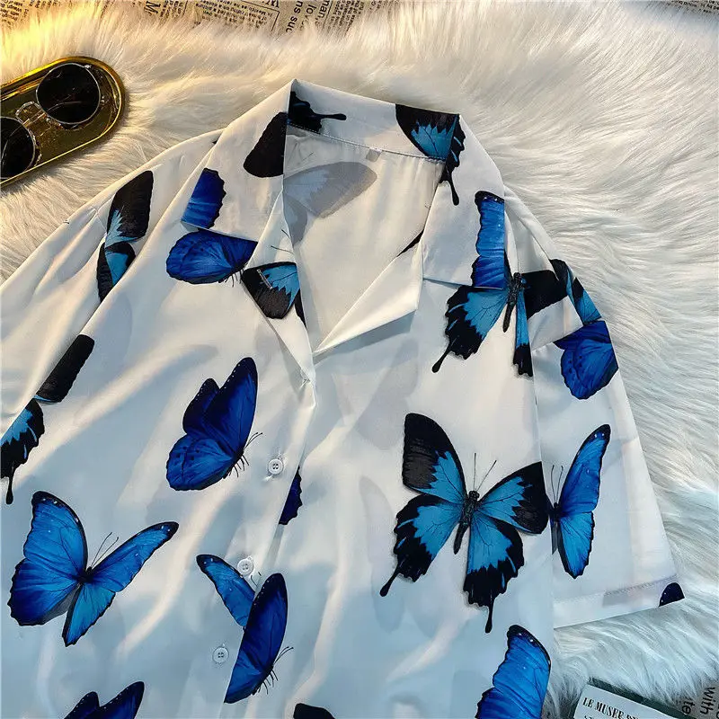 Summer Fashion Casual Ladies Printed Shirts Butterfly Printed Korean Style Loose Short Sleeve Cardigan Ladies Button Up Shirt
Summer Fashion Casual Ladies Printed Shirts Butterfly Printed Korean Style Loose Short Sleeve Cardigan Ladies Button Up Shirt