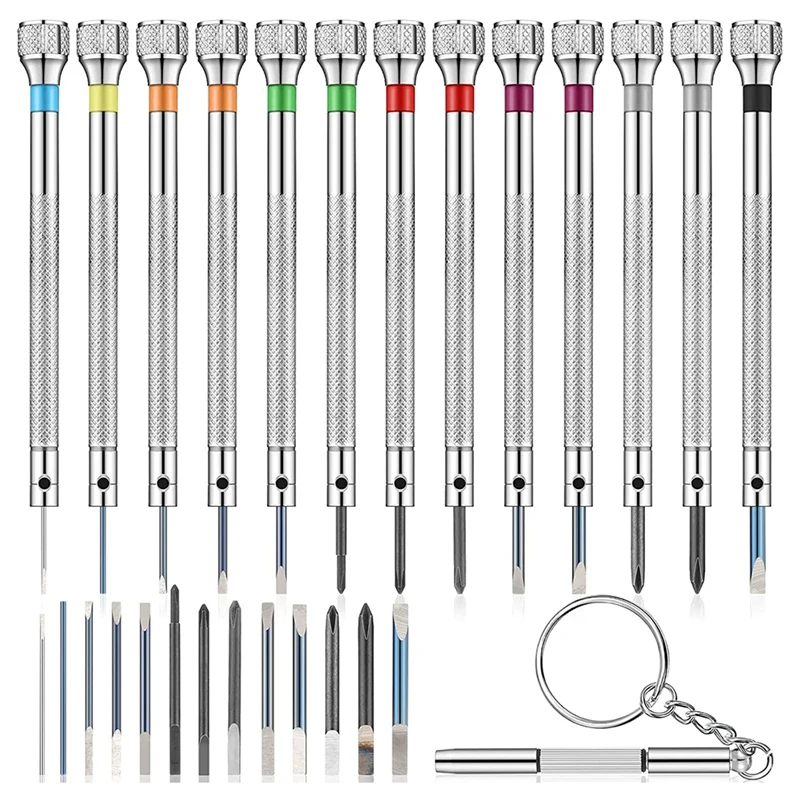 13Pcs Micro-Precision Watch Screwdriver With 13 Extra Replace Blades Set 0.6-2.0Mm For Watch Repair Jewelry Eyeglasses
13Pcs Micro-Precision Watch Screwdriver With 13 Extra Replace Blades Set 0.6-2.0Mm For Watch Repair Jewelry Eyeglasses
