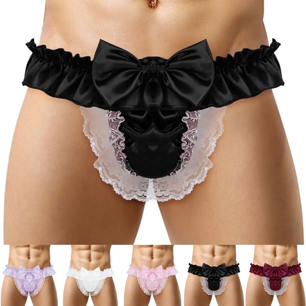 Sissy Briefs Men Sexy Lace Satin Bikini G-String Thongs Bow And Ruffle Gay See-through Knickers Seamless Panties Gaysexy Costume
Sissy Briefs Men Sexy Lace Satin Bikini G-String Thongs Bow And Ruffle Gay See-through Knickers Seamless Panties Gaysexy Costume