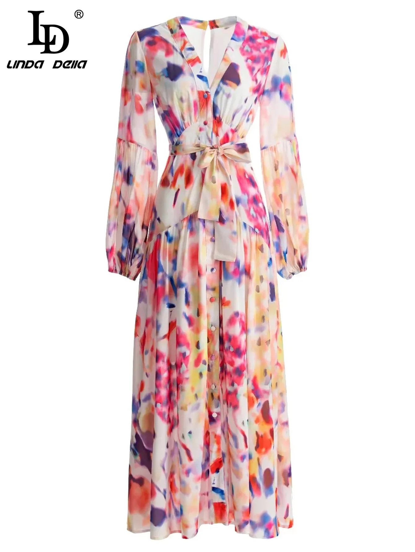 LD LINDA DELLA Autumn Fashion Runway Midi Dress Women's V-neck Lantern Long sleeve Flower Printed Belyed Vacation Elegant Dress
LD LINDA DELLA Autumn Fashion Runway Midi Dress Women's V-neck Lantern Long sleeve Flower Printed Belyed Vacation Elegant Dress