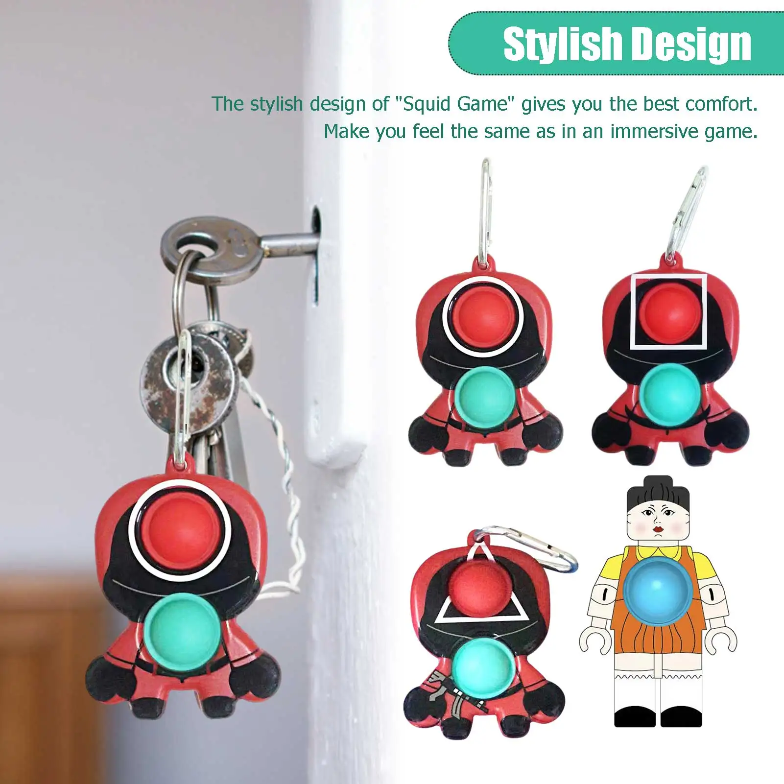 Squid Game Keychain Toy For Kids Adults Masked Men Keychains Circle Square Triangle Doll Korean Drama Game Soldiers Keychains 
Squid Game Keychain Toy For Kids Adults Masked Men Keychains Circle Square Triangle Doll Korean Drama Game Soldiers Keychains
