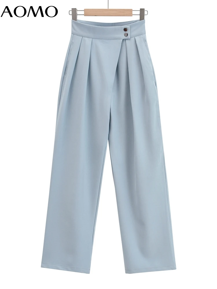 AOMO 2022 Fashion Women Blue Wide Leg Suit Pants Trousers Hig Waist Pockets Office Lady Elegant Pants Pantalon 4P109A
AOMO 2022 Fashion Women Blue Wide Leg Suit Pants Trousers Hig Waist Pockets Office Lady Elegant Pants Pantalon 4P109A