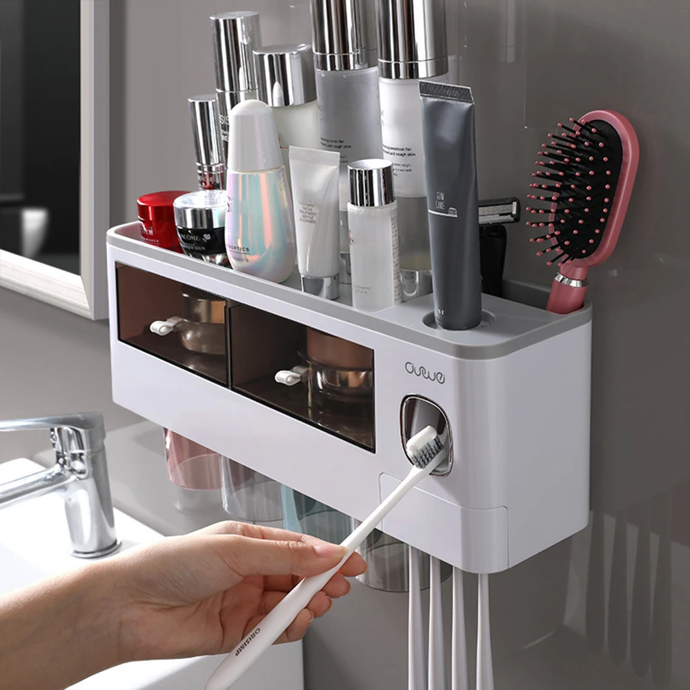 With Magnetic Adsorption 2/3/4 Cup Automatic Punch-Free Toothpaste Squeezer Dispenser Toothbrush Holder Multifunction
With Magnetic Adsorption 2/3/4 Cup Automatic Punch-Free Toothpaste Squeezer Dispenser Toothbrush Holder Multifunction