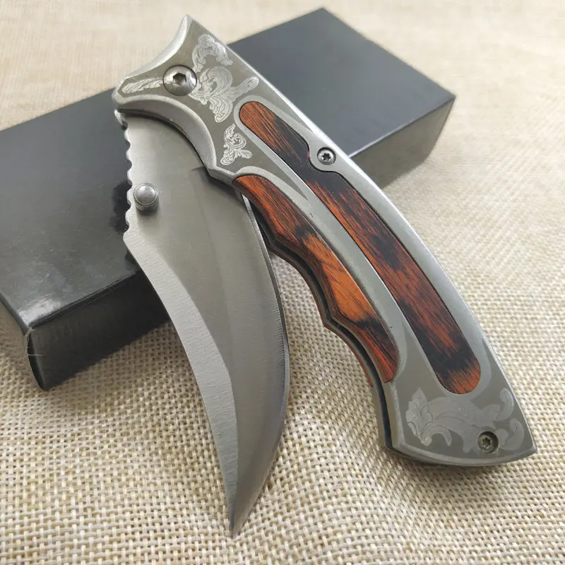 High Quality Folding 440C blade Tactical Knife Pocket Knives Hunting Camping Knife Wood Handle Survival Outdoor Tool Knife
High Quality Folding 440C blade Tactical Knife Pocket Knives Hunting Camping Knife Wood Handle Survival Outdoor Tool Knife