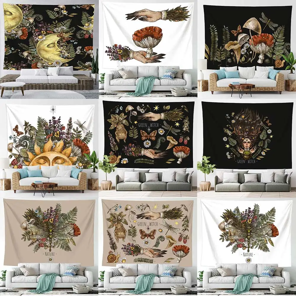 Vintage Mushroom witch Tapestry Wall Hanging Hands Mandrake Root Home Decor Decoration Skull Flower Tapestries
Vintage Mushroom witch Tapestry Wall Hanging Hands Mandrake Root Home Decor Decoration Skull Flower Tapestries