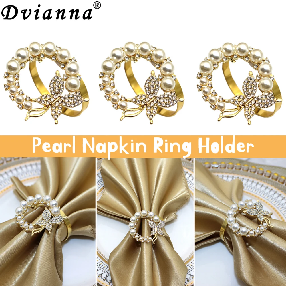 6Pcs Gold Butterfly Pearl Napkin Rings Crystal Napkin Holder for Holiday Party Dinner Wedding Christmas Table Decoration HWP64
6Pcs Gold Butterfly Pearl Napkin Rings Crystal Napkin Holder for Holiday Party Dinner Wedding Christmas Table Decoration HWP64