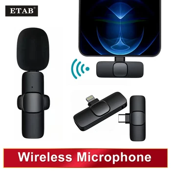Wireless Lavalier Microphone Portable Audio Video Recording Mini Mic For iPhone Android Long battery life Live Broadcast Gaming