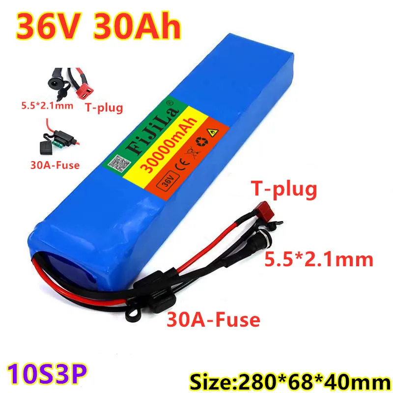 36V 30Ah 18650 lithium battery pack 10S3P 600W or less, suitable for roller E Twow roller m365 per ebike backup power supply
36V 30Ah 18650 lithium battery pack 10S3P 600W or less, suitable for roller E Twow roller m365 per ebike backup power supply