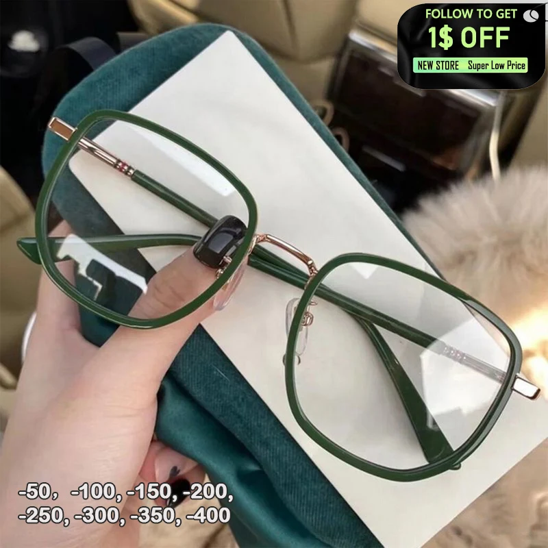 Vintage Ultralight Blue Light Blocking Myopia Glasses Big Square Frame Nearsighted Eye Goggles Women Men Unisex -0.5 ~-4.0
Vintage Ultralight Blue Light Blocking Myopia Glasses Big Square Frame Nearsighted Eye Goggles Women Men Unisex -0.5 ~-4.0