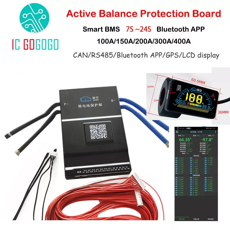 1A/2A Active Balance Battery Protection Board Smart BMS 7S ~ 24S 100A 150A 300A CAN RS485 GPS APP Lifepo4 li-ion LTO 16S 20S
1A/2A Active Balance Battery Protection Board Smart BMS 7S ~ 24S 100A 150A 300A CAN RS485 GPS APP Lifepo4 li-ion LTO 16S 20S