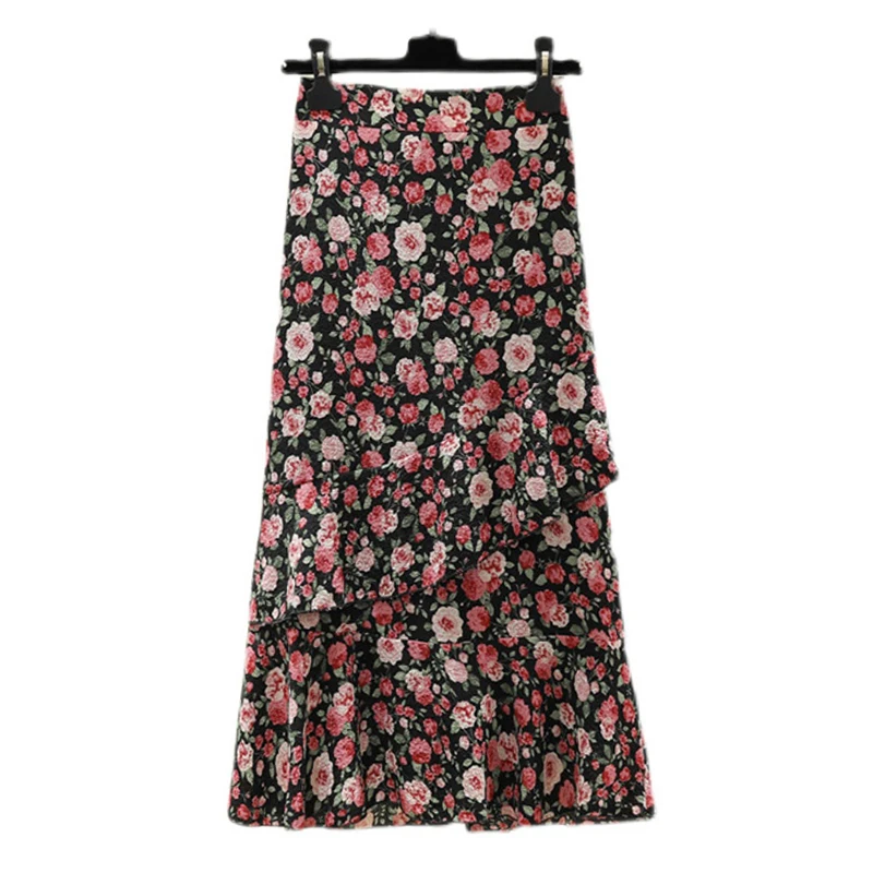 Женская шифоновая юбка с высокой талией, Длинная элегантная юбка с цветочным принтом в Корейском стиле, модная Милая юбка в стиле Харадзюку, лето 2022 
Женская шифоновая юбка с высокой талией, Длинная элегантная юбка с цветочным принтом в Корейском стиле, модная Милая юбка в стиле Харадзюку, лето 2022