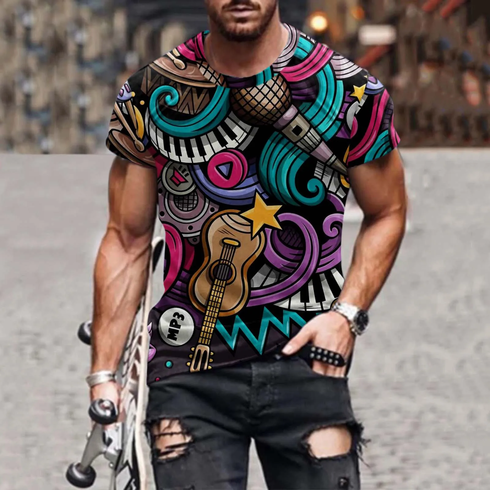 Мужская Повседневная футболка с коротким рукавом и круглым вырезом, с 3D-принтом
Мужская Повседневная футболка с коротким рукавом и круглым вырезом, с 3D-принтом