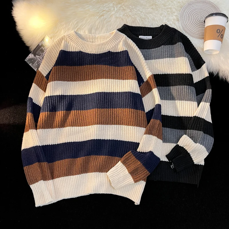 2022 High Quality New Fashion Brand Knitted Sweater Men Streetwear Trendy Stripe Loose Pullover Men's Knitwear Autumn H07
2022 High Quality New Fashion Brand Knitted Sweater Men Streetwear Trendy Stripe Loose Pullover Men's Knitwear Autumn H07