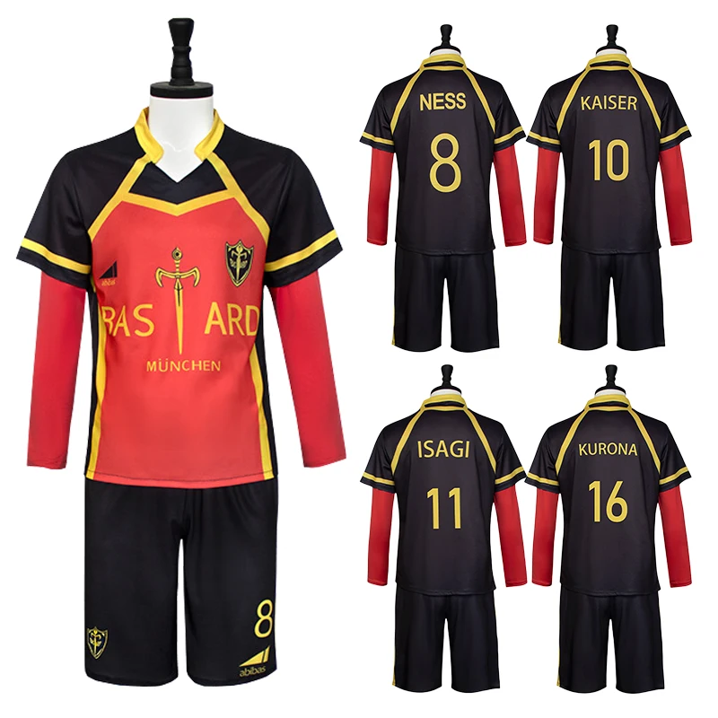 Anime Blue Lock Cosplay Costume Bastard Munchen Red Uniform Ness Kaiser Isagi Yukimiya Kurona Kunigami Football Soccer Set
Anime Blue Lock Cosplay Costume Bastard Munchen Red Uniform Ness Kaiser Isagi Yukimiya Kurona Kunigami Football Soccer Set